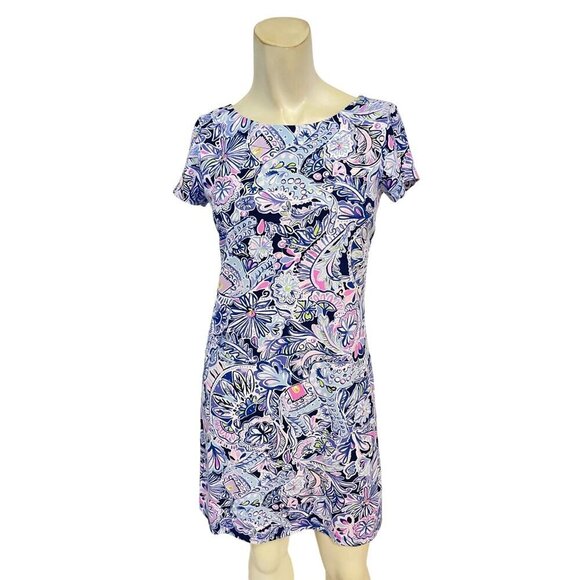 Lilly Pulitzer Bay Dress Blue Namaste in Jungle Size XS - Picture 4 of 8